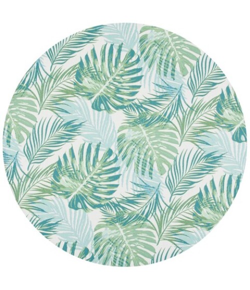 Safavieh Barbados BAR592 Green / Teal 8' X 8' Round Area Rug