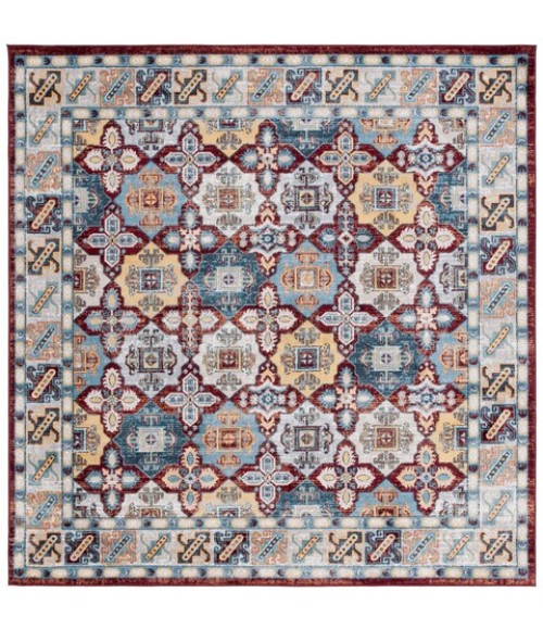 Safavieh Bayside BAY102 Blue / Red 6'-7" X 6'-7" Square Area Rug