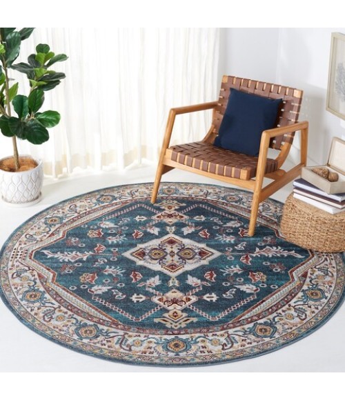 Safavieh Bayside BAY104 Blue / Grey 6'-7" X 6'-7" Round Area Rug