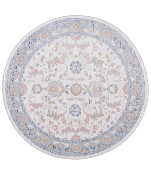 Safavieh Bayside BAY120 Beige / Blue 6'-7" X 6'-7" Round Area Rug