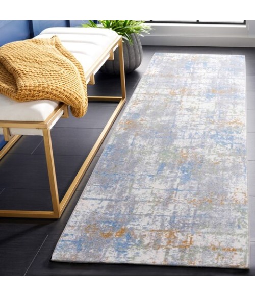 Safavieh Bayside BAY122 Grey / Ivory Blue 2'-2" X 8' Runner Area Rug
