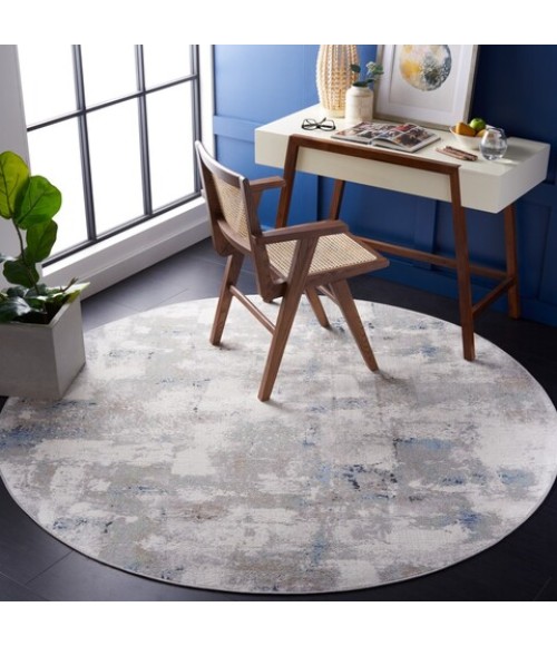 Safavieh Bayside BAY124 Blue / Grey 6'-7" X 6'-7" Round Area Rug