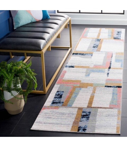 Safavieh Bayside BAY126 Ivory / Blue Rust 2'-2" X 8' Runner Area Rug