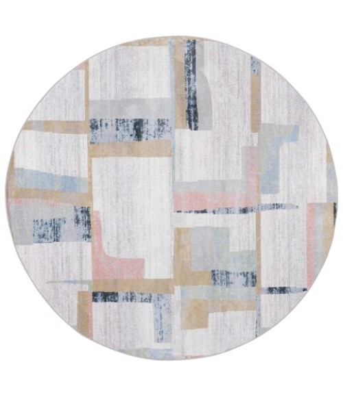 Safavieh Bayside BAY126 Ivory / Blue Rust 6'-7" X 6'-7" Round Area Rug