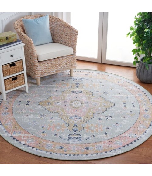 Safavieh Bayside BAY134 Sage / Gold 6'-7" X 6'-7" Round Area Rug