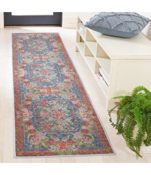 Safavieh Besarabian BES220 Blue / Sage Rust 2' X 8' Runner Area Rug