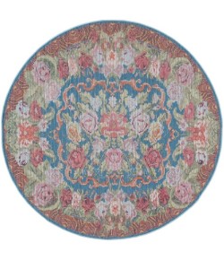 Safavieh Besarabian BES220 Blue / Sage Rust 6'-7" X 6'-7" Round Area Rug