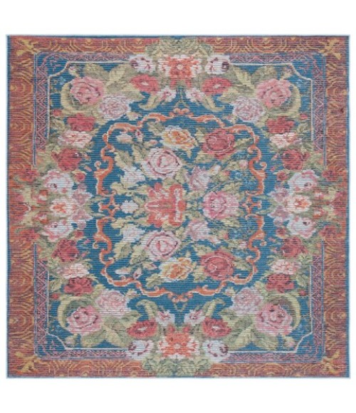 Safavieh Besarabian BES220 Blue / Sage Rust 6'-7" X 6'-7" Square Area Rug