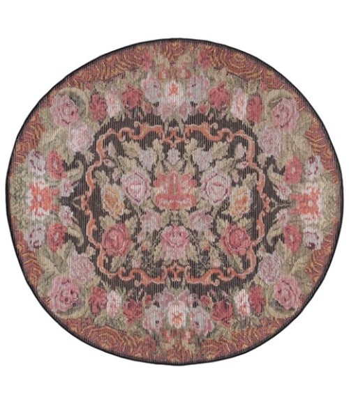 Safavieh Besarabian BES220 Black / Sage Rust 6'-7" X 6'-7" Round Area Rug