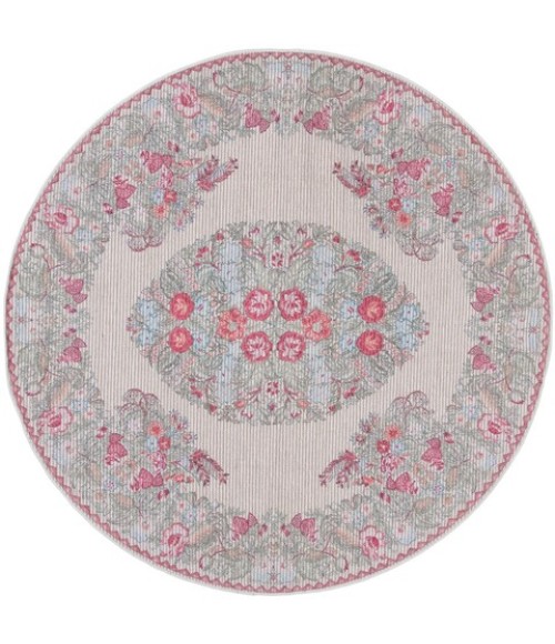 Safavieh Besarabian BES222 Beige / Sage 6'-7" X 6'-7" Round Area Rug