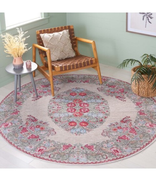 Safavieh Besarabian BES222 Beige / Sage 6'-7" X 6'-7" Round Area Rug