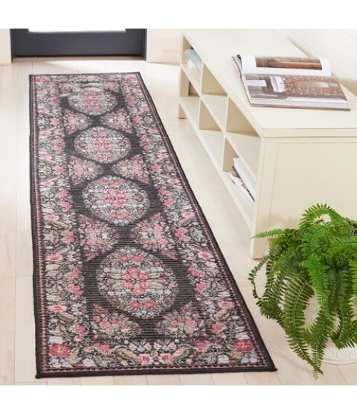 Safavieh Besarabian BES222 Black / Sage 2' X 8' Runner Area Rug