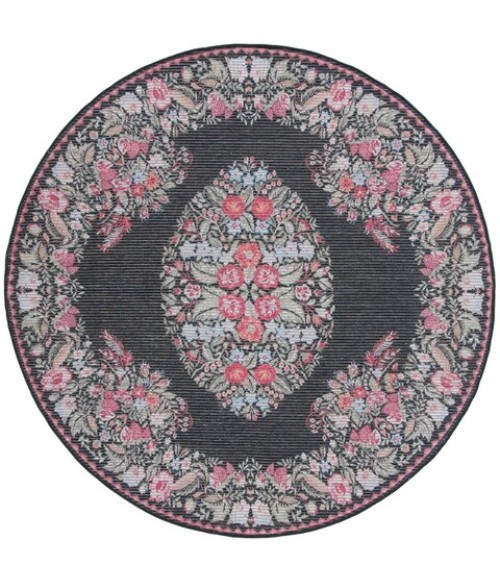 Safavieh Besarabian BES222 Black / Sage 6'-7" X 6'-7" Round Area Rug