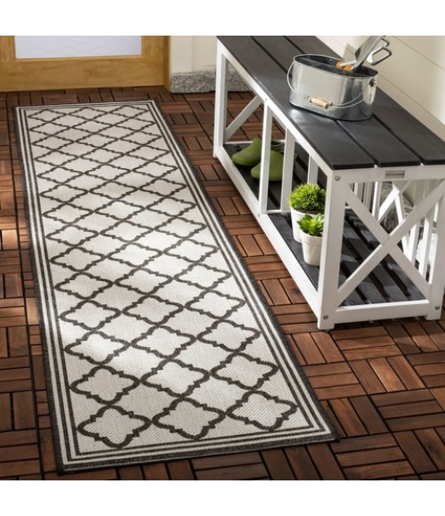 Safavieh Beach House BHS121 Light Grey / Charcoal 2'-2" X 10' Runner Area Rug