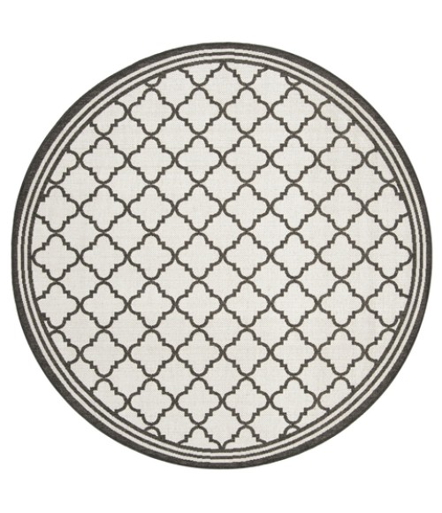 Safavieh Beach House BHS121 Light Grey / Charcoal 4' X 4' Round Area Rug