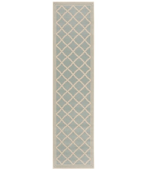 Safavieh Beach House BHS121 Aqua / Cream 2'-2" X 10' Runner Area Rug