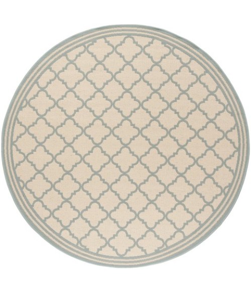 Safavieh Beach House BHS121 Cream / Aqua 4' X 4' Round Area Rug