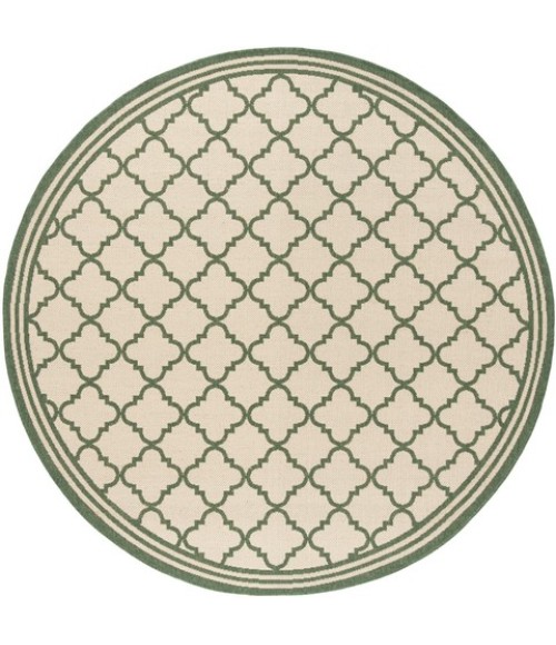 Safavieh Beach House BHS121 Cream / Green 8' X 8' Round Area Rug
