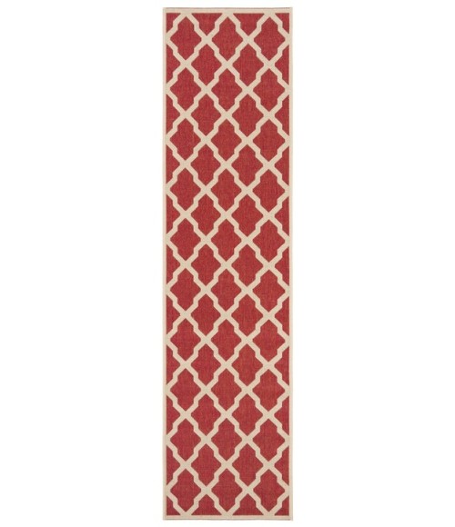 Safavieh Beach House BHS122 Red / Creme 2'-2" X 8' Runner Area Rug