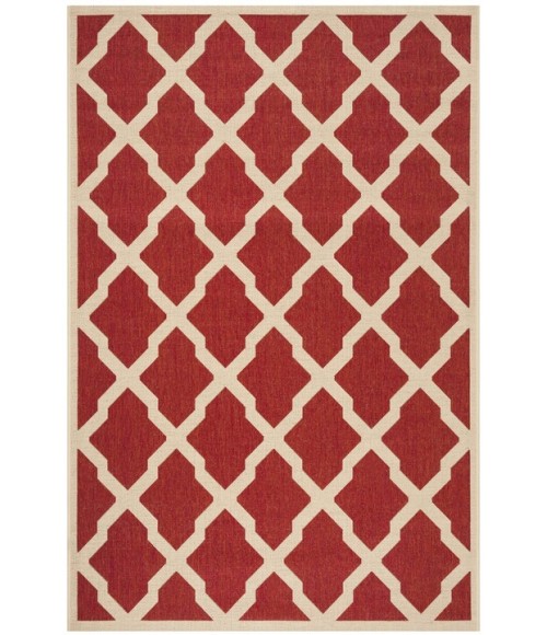 Safavieh Beach House BHS122 Red / Creme 5'-3" X 7'-6" Rectangle Area Rug