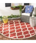 Safavieh Beach House BHS122 Red / Creme 6'-7" X 6'-7" Round Area Rug