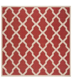 Safavieh Beach House BHS122 Red / Creme 6'-7" X 6'-7" Square Area Rug