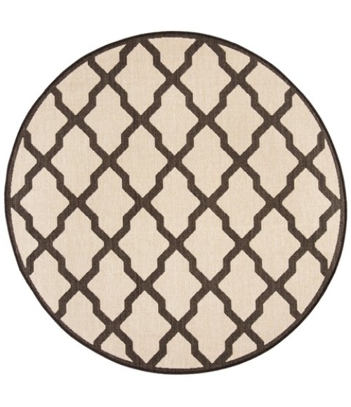 Safavieh Beach House BHS122 Creme / Brown 6'-7" X 6'-7" Round Area Rug