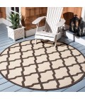 Safavieh Beach House BHS122 Creme / Brown 6'-7" X 6'-7" Round Area Rug