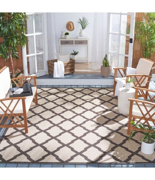 Safavieh Beach House BHS122 Creme / Brown 4' X 6' Rectangle Area Rug