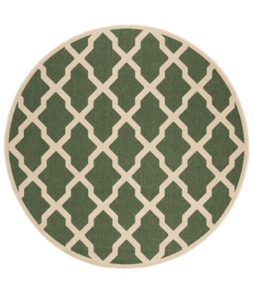 Safavieh Beach House BHS122 Green / Creme 6'-7" X 6'-7" Round Area Rug