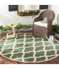 Safavieh Beach House BHS122 Green / Creme 6'-7" X 6'-7" Round Area Rug