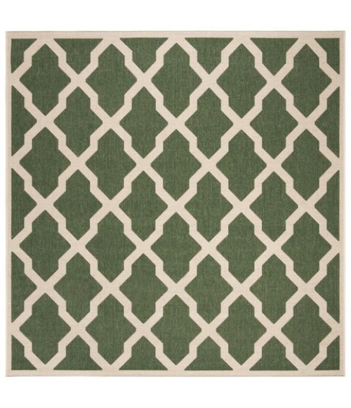 Safavieh Beach House BHS122 Green / Creme 6'-7" X 6'-7" Square Area Rug