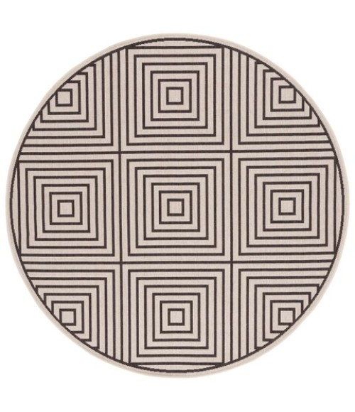 Safavieh Beach House BHS123 Creme / Brown 6'-7" X 6'-7" Round Area Rug