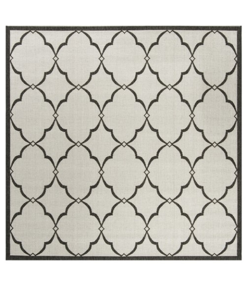 Safavieh Beach House BHS125 Light Grey / Charcoal 4' X 4' Square Area Rug