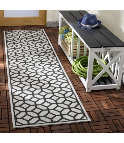 Safavieh Beach House BHS127 Light Grey / Charcoal 2'-2" X 8' Runner Area Rug