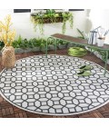 Safavieh Beach House BHS127 Light Grey / Charcoal 6'-7" X 6'-7" Round Area Rug