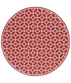 Safavieh Beach House BHS127 Red / Creme 6'-7" X 6'-7" Round Area Rug