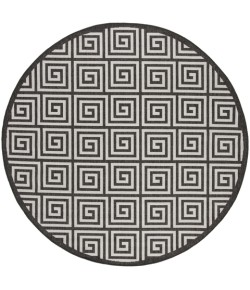 Safavieh Beach House BHS129 Light Grey / Charcoal 6'-7" X 6'-7" Round Area Rug