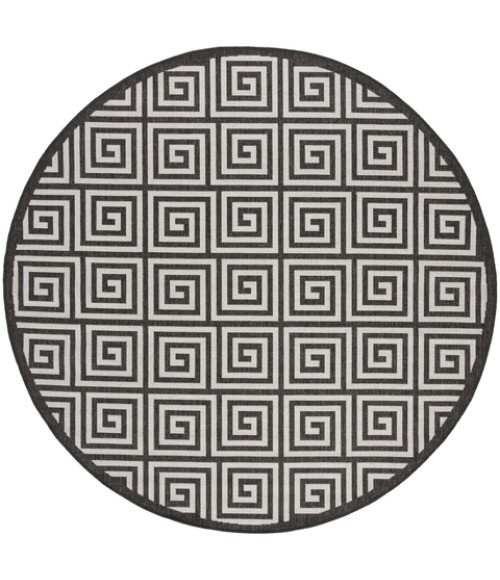 Safavieh Beach House BHS129 Light Grey / Charcoal 6'-7" X 6'-7" Round Area Rug