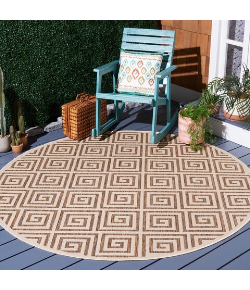 Safavieh Beach House BHS129 Beige / Cream 6'-7" X 6'-7" Round Area Rug