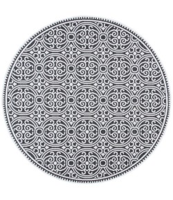 Safavieh Beach House BHS134 Light Grey / Charcoal 4' X 4' Round Area Rug