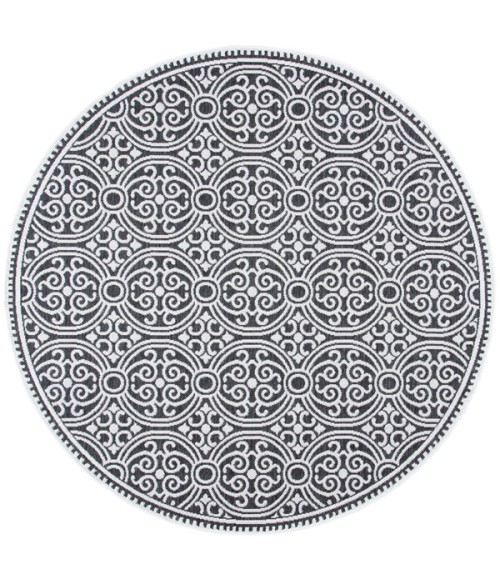 Safavieh Beach House BHS134 Light Grey / Charcoal 4' X 4' Round Area Rug