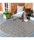Safavieh Beach House BHS134 Light Grey / Charcoal 4' X 4' Round Area Rug