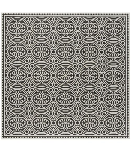 Safavieh Beach House BHS134 Light Grey / Charcoal 4' X 4' Square Area Rug