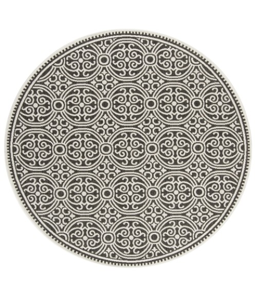 Safavieh Beach House BHS134 Light Grey / Charcoal 8' X 8' Round Area Rug