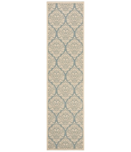Safavieh Beach House BHS135 Aqua / Cream 2'-2" X 6' Runner Area Rug
