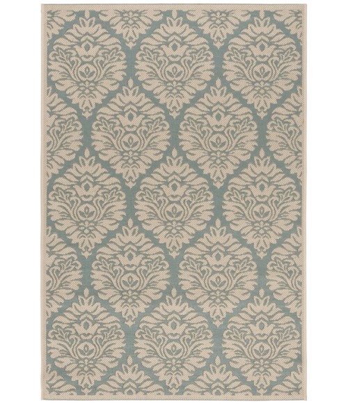 Safavieh Beach House BHS135 Aqua / Cream 5'-3" X 7'-6" Rectangle Area Rug