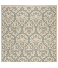 Safavieh Beach House BHS135 Aqua / Cream 6'-7" X 6'-7" Square Area Rug