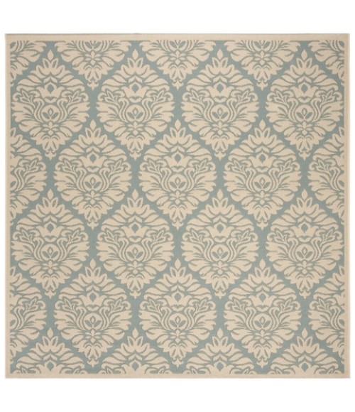 Safavieh Beach House BHS135 Aqua / Cream 6'-7" X 6'-7" Square Area Rug