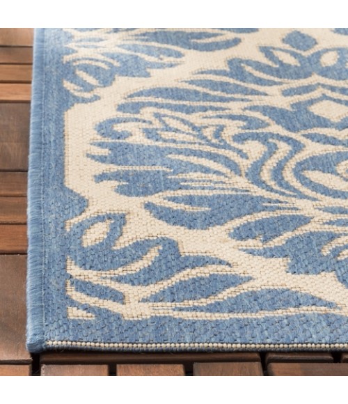 Safavieh Beach House BHS135 Cream / Blue 6'-7" X 6'-7" Square Area Rug